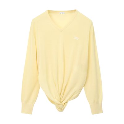 Loewe Draped Wool Sweater In Yellow
