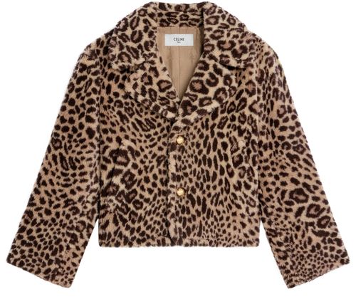 CELINE Egg-shaped peacoat in fur-effect wool