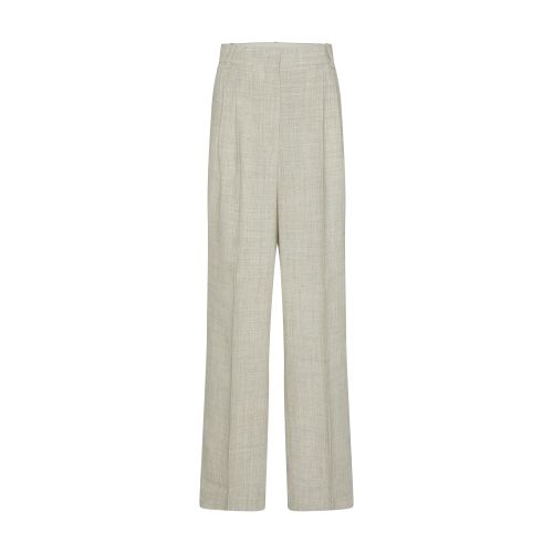 Rohe Wide Leg Double Pleated Trousers In Stone_melange