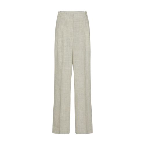 Shop Rohe Wide Leg Double Pleated Trousers In Stone_melange