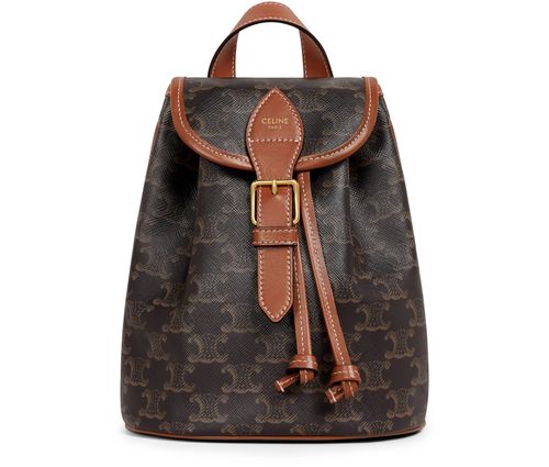 CELINE Folco Triomphe canvas and calfskin mini backpack