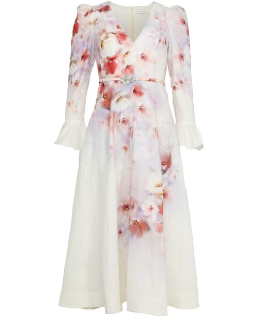 ZIMMERMANN Crush frill sleeved midi dress