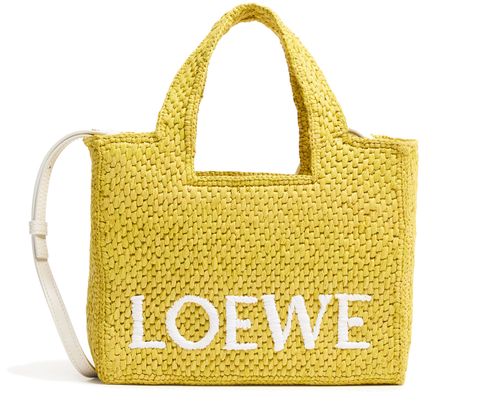 LOEWE Small Loewe Font Tote in raffia