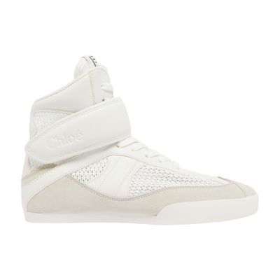 Chloé Kick Suede-trimmed Quilted Leather High-top Sneakers In Beige