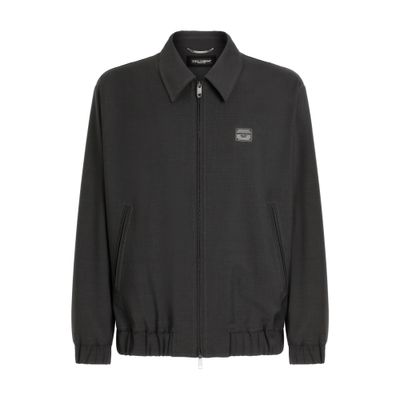 Dolce & Gabbana Logo Plaque Lightweight Nylon Zip Jacket In Grey