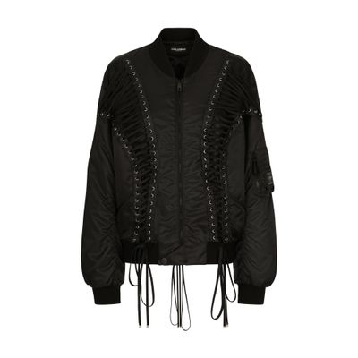 Shop Dolce & Gabbana Technical Fabric Bomber Jacket In Black