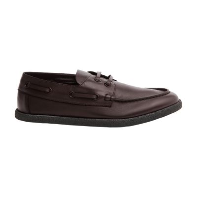 The Row Novus Sailor Leather Boat Shoes In Brown