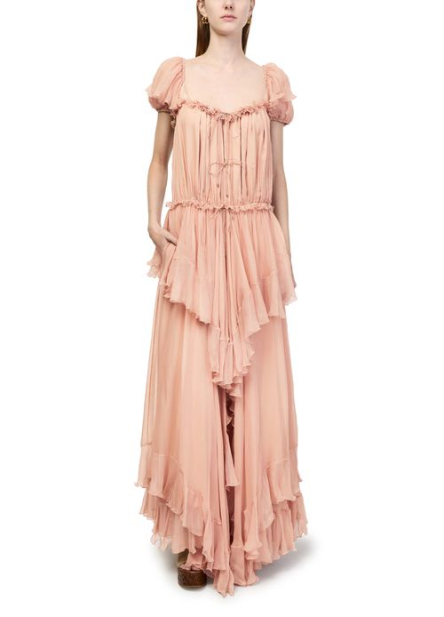 CHLOE Gathered ruffled maxi dress