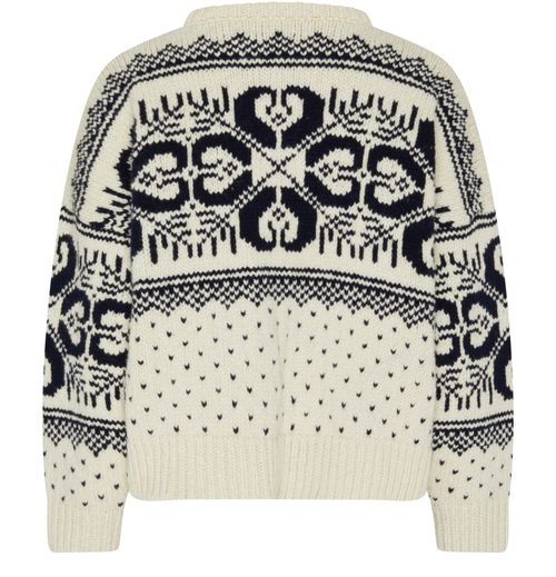 CELINE Pull col rond en cachemire et laine Fair Isle