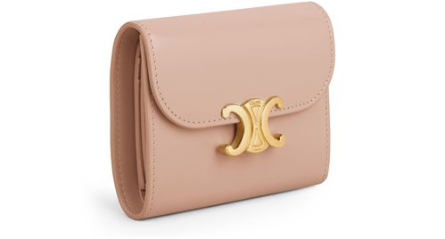 CELINE Triomphe small flap in shiny calfskin wallet