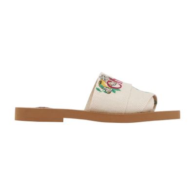 Chloé Mini Ribbons Embroidered Citrus Motif Sandals In White