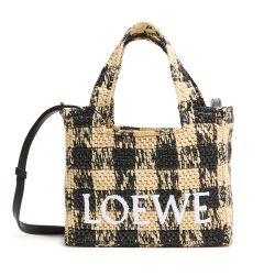 ショルダーバッグ・ポシェット LOEWE Font Gingham mini raffia tote bag, Women's LOEWE Font Gingham mini raffia tote bag | LOEWE | 24S