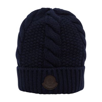 Moncler Wool Beanie In Navy