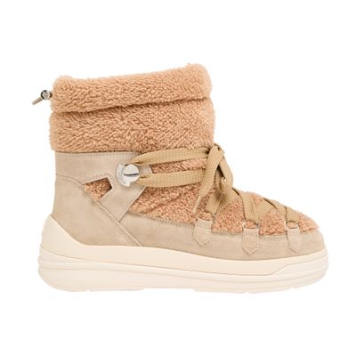 Moncler Insolux Suede And Faux Fur Snow Boots In Beige