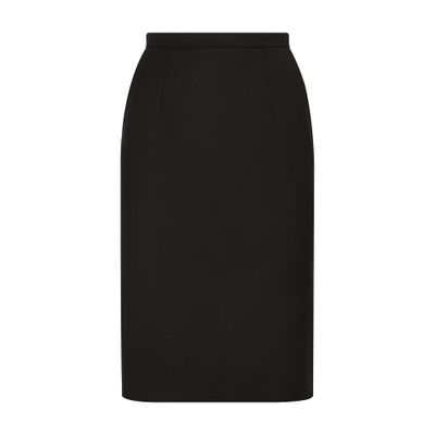 Shop Dolce & Gabbana Wool Crepe Midi Pencil Skirt In Black