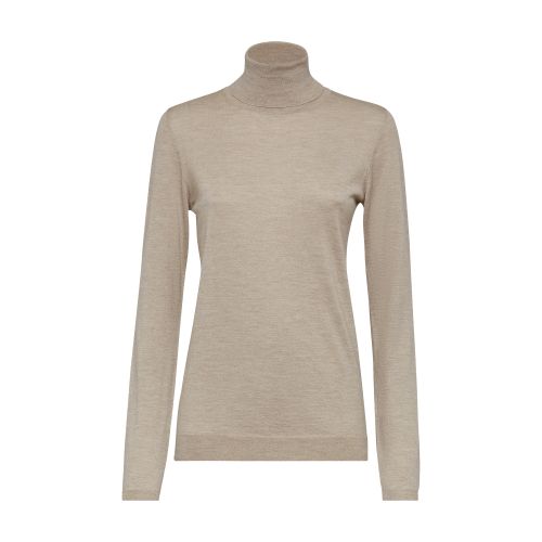 Brunello Cucinelli Women's Sparkling Cashmere And Silk Lightweight Turtleneck Sweater In Desert