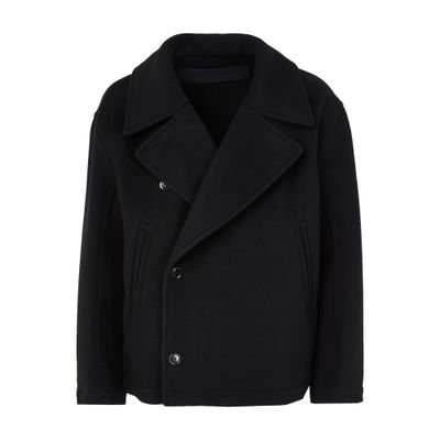 Lemaire Boxy Peacoat In Black