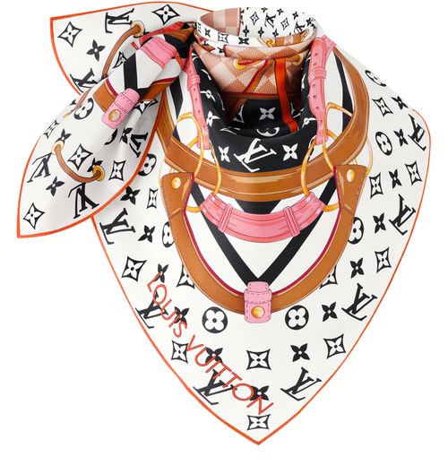 LOUIS VUITTON Carré Flower And Straps 90