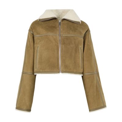 Yves Salomon Lambskin Leather Jacket In Neutral