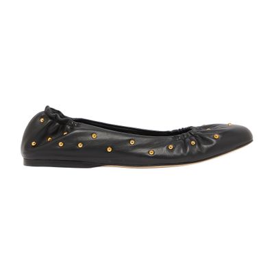 Chloé Elasticated Trim Round Toe Studded Design Ballerina Shoes In Black