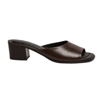 Lemaire Square Heeled Mules 55mm Dark Brown