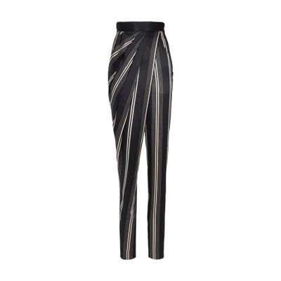 Asymmetrical draped satin pants