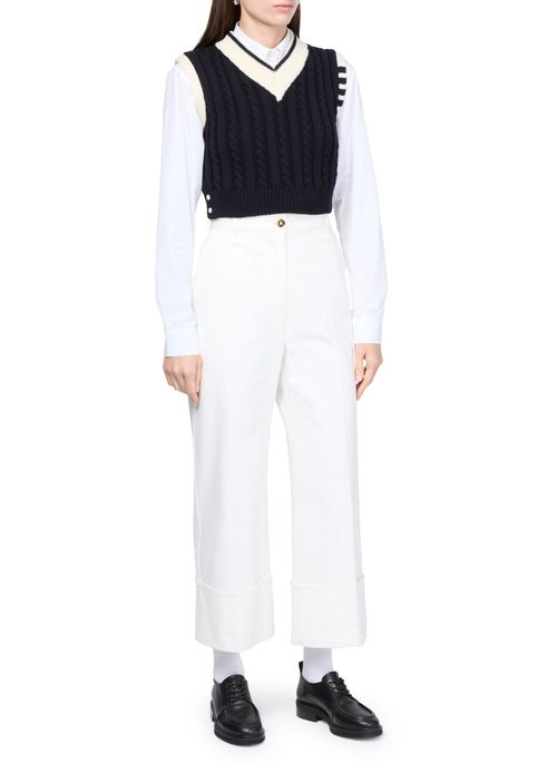 THOM BROWNE 4Bar-Pullover mit V-Ausschnitt