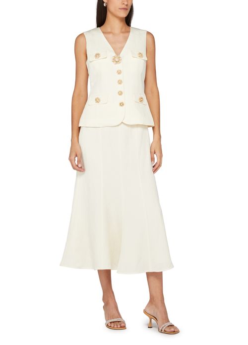 SELF PORTRAIT Linen midi dress