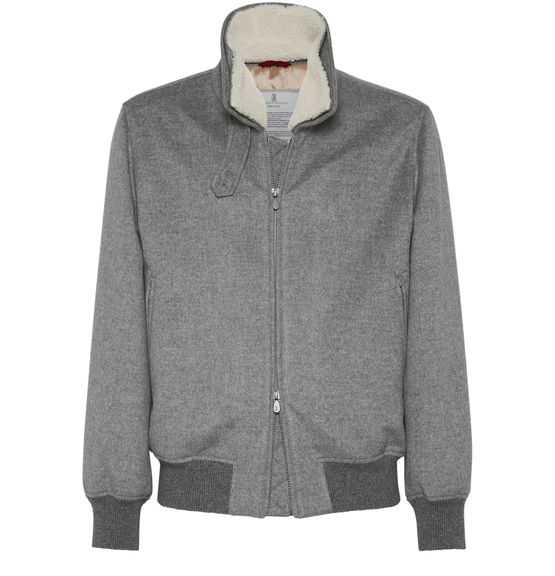 Men's Cashmere beaver bomber jacket | BRUNELLO CUCINELLI | 24S Men's Cashmere beaver bomber jacket | BRUNELLO CUCINELLI | 24S