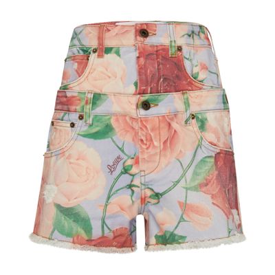 Shop Loewe Roses Shorts In Pink_red