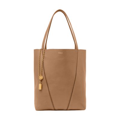 Chloé Spin Grained Leather Tote Bag In Brown