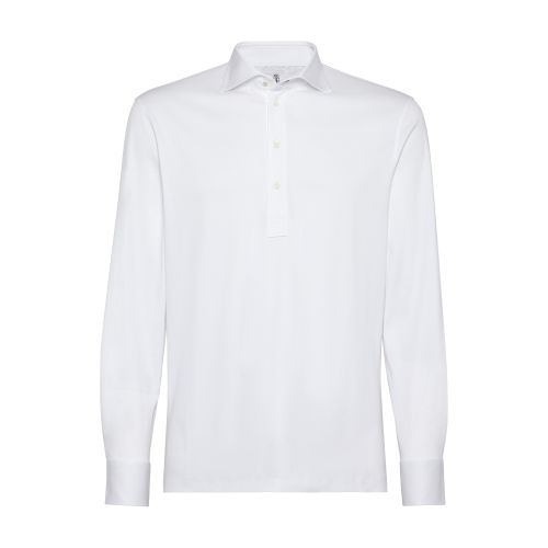 Brunello Cucinelli Shirt-sleeved Cotton-blend Polo Shirt In White