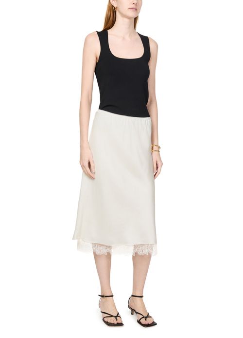 ROHE Lace-trimmed silk skirt