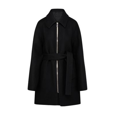 Shop Givenchy Belted Coat In Noir Gris