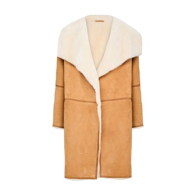 Totême Draped Shearling Coat In Multi