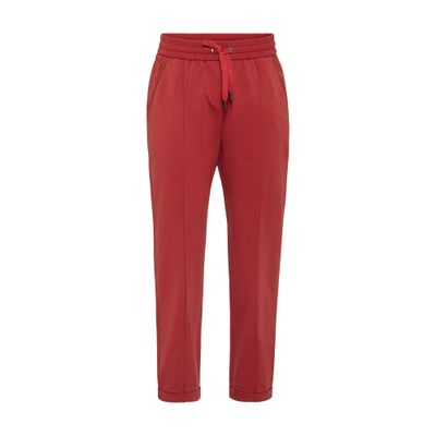 Brunello Cucinelli Monili-embellished Track Pants In Red