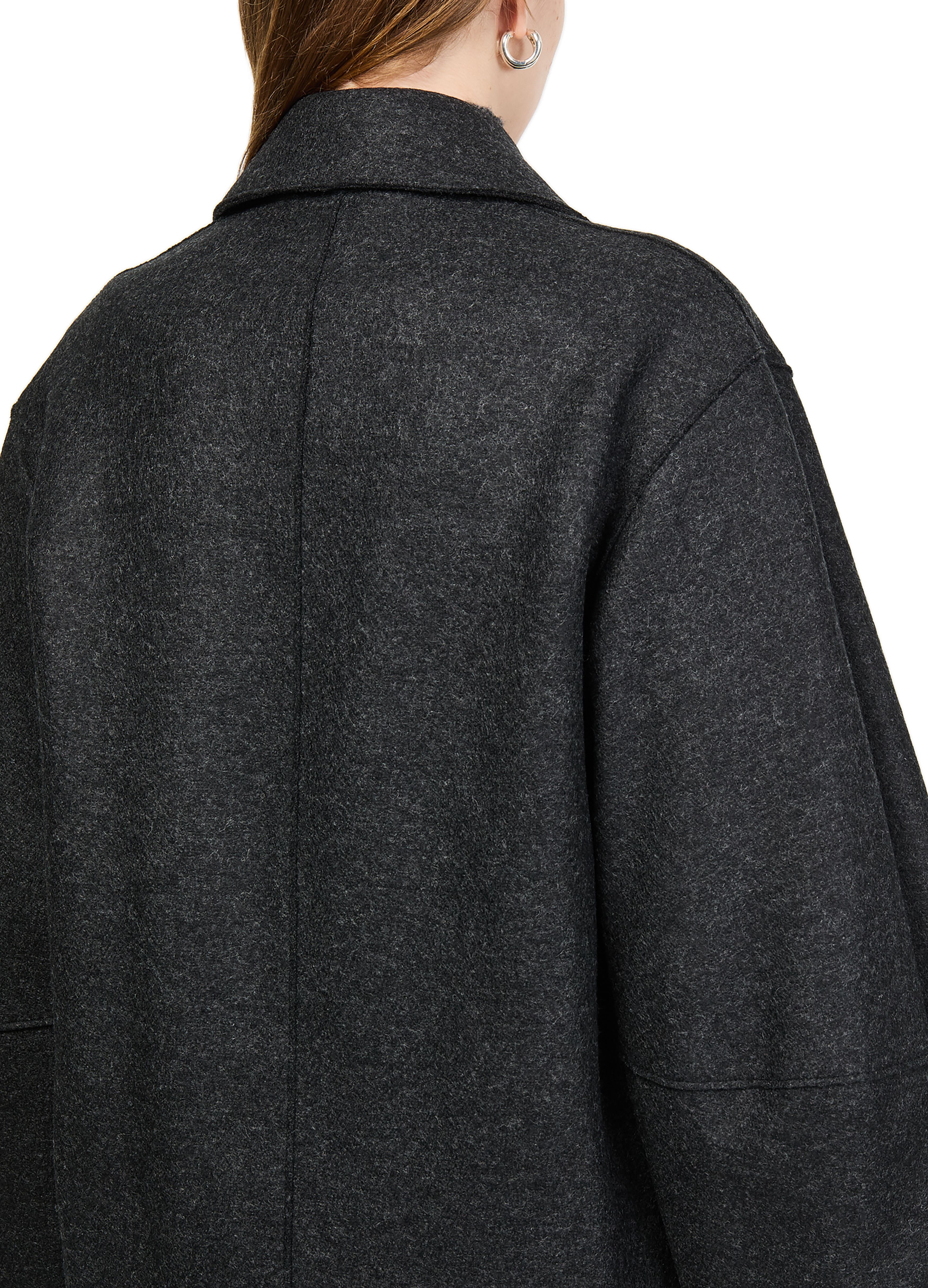 Puff-sleeved jacket in pressed wool thumbnail 5