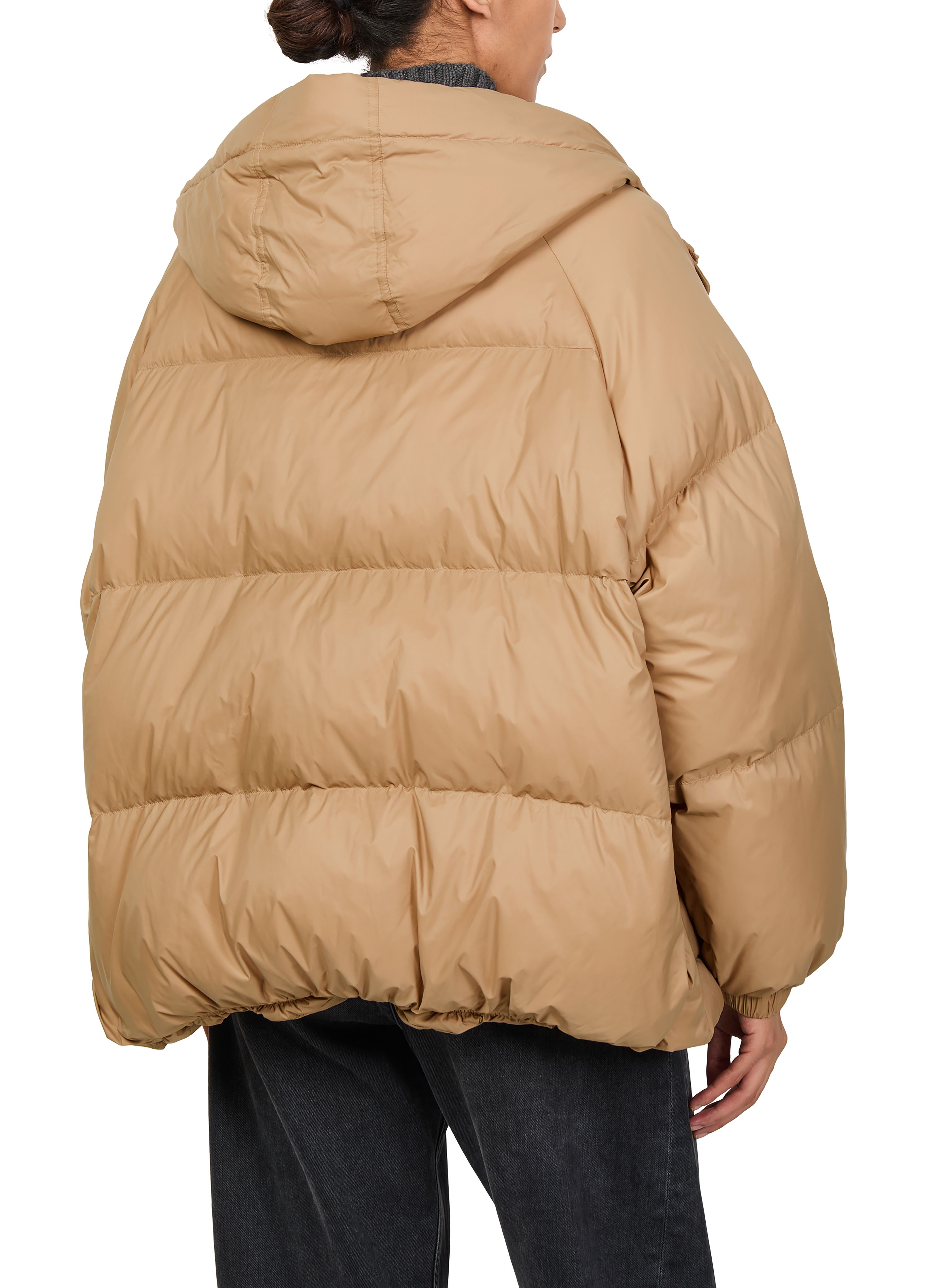 Hooded puffer jacket with a fox fur trim thumbnail 6