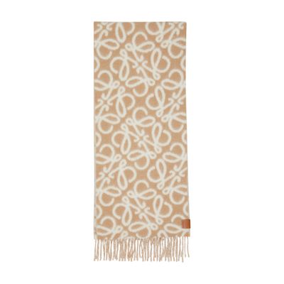 Shop Loewe Anagram Scarf In Beige_white