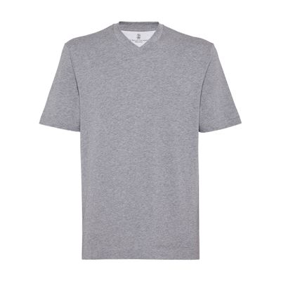 Brunello Cucinelli V-neck Short-sleeve T-shirt In Grey