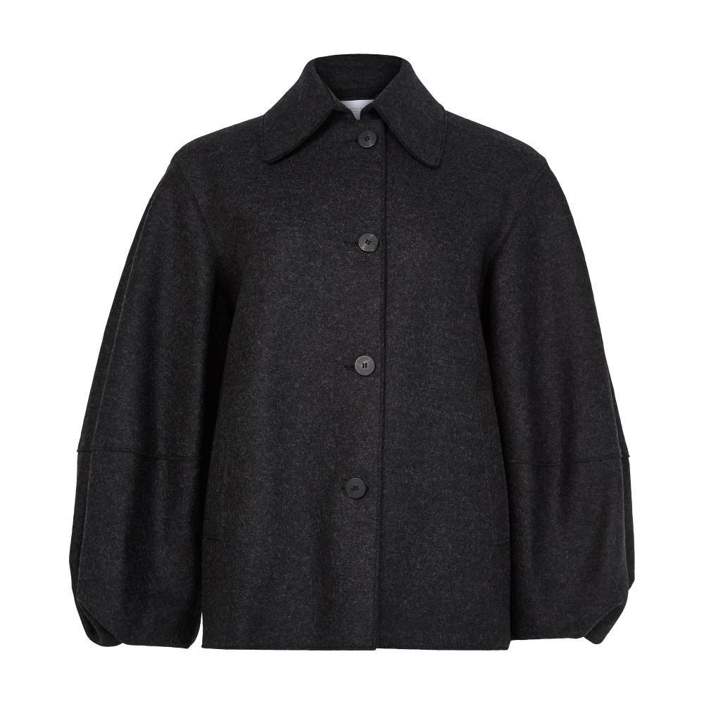 Puff-sleeved jacket in pressed wool thumbnail 7