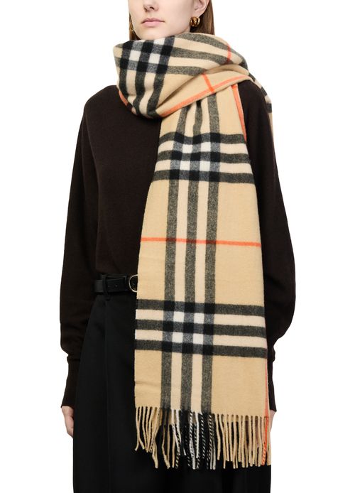 BURBERRY Wide Check Cashmere Scarf