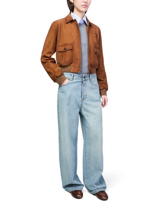 MIU MIU Crop suede aviator jacket