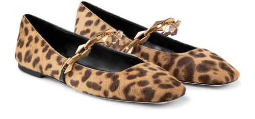 JIMMY CHOO Diamond Tilda Flat leopard ballet flats