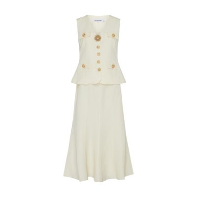 Self-portrait Taffeta Cream Polyester Dress In Off-white