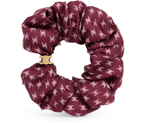 CELINE Mini Triomphe scrunchy aus seide und messing mit gold-finish