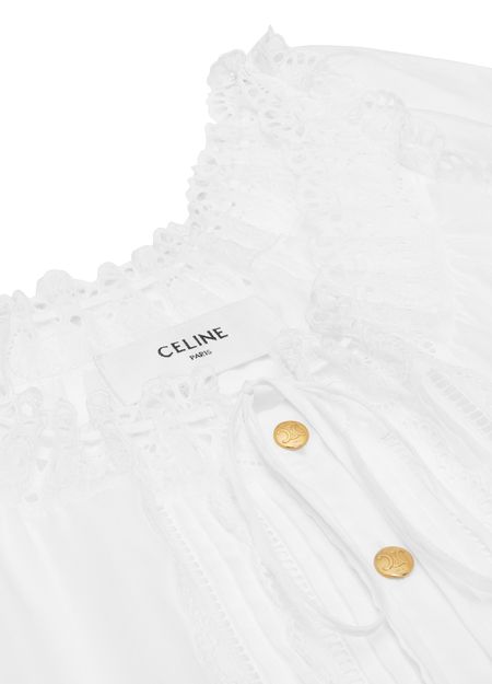 Robe brodée en mousseline de coton Folk - CELINE