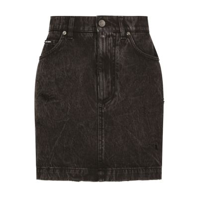Dolce & Gabbana Washed Denim Miniskirt In Combined Colour