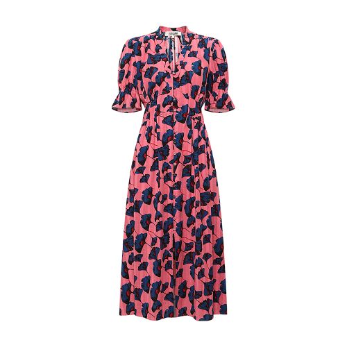Diane Von Furstenberg Erica Cotton Midi Dress In Falling_gingko_antique_pk_med