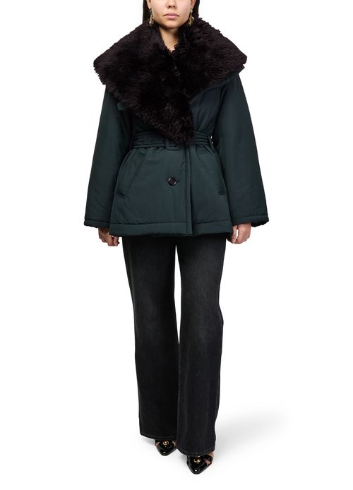 CHLOE Fur collared belted coat